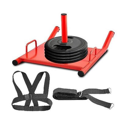 Weight Sled Push Pull Heavy Drag Fitness HD Power Speed Training for Exercise and StrengthTraining Red