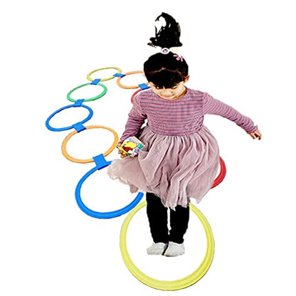 Hop Floor Hopscotch Ring Game, 10 Laps 10 Buckle Kids Balance Coordination Training Equipment, Improve Gross Motor Skills