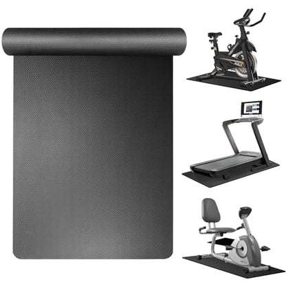 Treadmill Mat Compatible with Peloton Bike, 6mm Thick Exercise Bike Mat for Treadmill and Row Protect Hardwood Floor Carpet - size: 36" X 72"