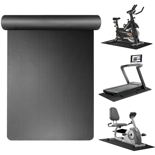 Treadmill Mat Compatible with Peloton Bike, 6mm Thick Exercise Bike Mat for Treadmill and Row Protect Hardwood Floor Carpet - size: 36" X 72"