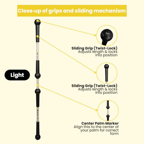 BendyBar Flexible Weighted Resistance Bar to Improve Joint Mobility, Core Strength & Balance, Adjustable Height - size: LITE