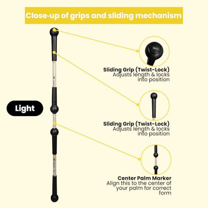 BendyBar Flexible Weighted Resistance Bar to Improve Joint Mobility, Core Strength & Balance, Adjustable Height - size: LITE