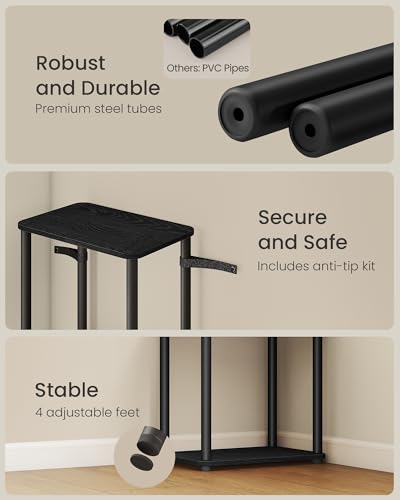 VASAGLE 3-Tier Shelf, Storage Shelves, Bookcase with Shelves, Living Room - color: Ebony Black + Ink Black, size: 3 Tiers (15"W)