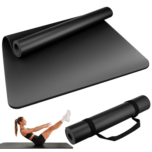 Professional PU & Natural Rubber Yoga Mat – Non Slip 5mm Thick Workout Mats for Women & Men, 72"x27" Wide Exercise Pad for Hot Yoga, Pilates, HIIT & Home Gym – Strap Included