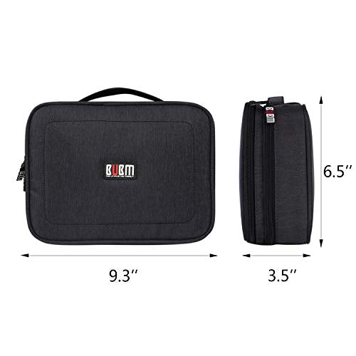 BUBM Electronic Organizer, Double Layer Travel Gadget Carry Bag for Cables, Plugs, Earphone, Flash Hard Drive and More--a Sleeve Pouch for iPad Mini(Medium, Black) - size: Medium- For 7.9" iPad Mini
