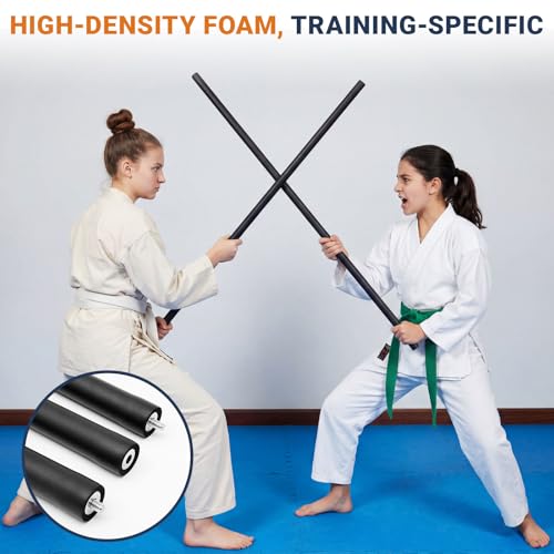 4ft & 6ft Collapsible Foam-padded Bo Staff, Safe Martial Arts Training & Practice Stick for Beginners, Escrima & Yoga, Portable with Carry Bag
