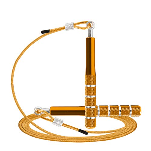 Jump Rope, Wastou Speed Jumping Rope for Training Fitness Exercise, Adjustable Adults Workout Skipping Rope for Men, Women, Kids, Girls - color: Gold