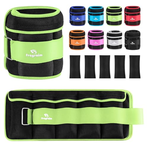 Fragraim Adjustable Ankle Weights 1-3/4/5/6/8/10/12/15/20 LBS Pair with Removable Weight for Jogging, Gymnastics, Aerobics, Physical Therapy - color: Green, style: 2.5 lbs each( 5 lbs pair)