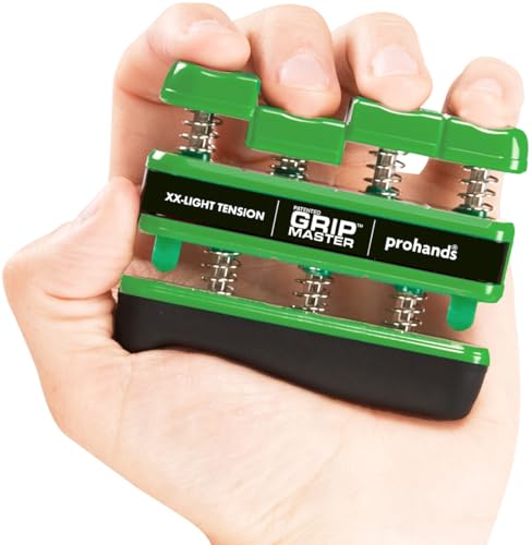 Prohands Gripmaster Hand Exerciser, Finger Exerciser (Hand Grip Strengthener), Spring-Loaded, Finger-Piston System, Isolate & Exercise Each Finger - color: Green - Gripmaster, size: 1.5 lb (XX-Light Tension)
