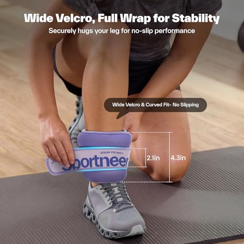Sportneer Ankle Weights 0.5/1/2/3/5 LBS 1 Pair Wrist Leg Arm Weights - color: Purple, size: 5 lb x 2