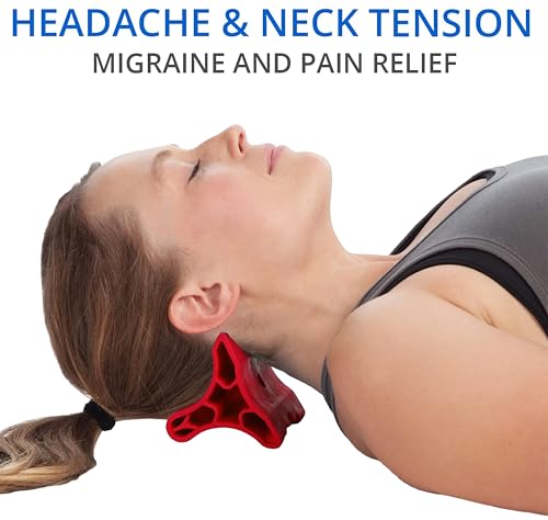 Body Back Davinci Tool (Red) -USA Made- Hard Rubber Neck Tension Relief & Pressure Point Massage Tool - Occipital Release Tool - Cervical Traction Device- Suboccipital Release Device - Neck Stretcher