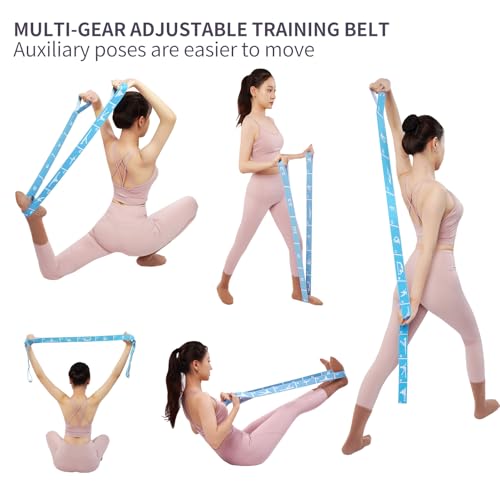 12 Loop Resistance Stretch Band, Numbered Flexibility Strap for Exercise, Physical Therapy, Yoga, Pilates, Dance, Gymnastics and Rehab Training, Adjustable Stretching for Splits, Ballet,Home Workouts - color: Blue