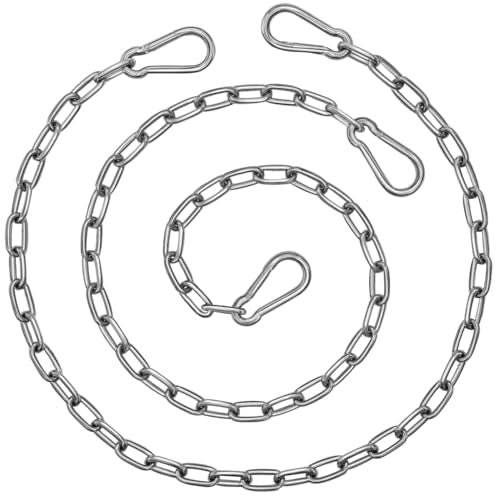 2 Pack Hanging Swing Chain with 4 Carabiners 44in, 660LB Capacity Heavy Duty Hammock Hardware Kit for Punching Bags, Swing Chairs, Indoor & Outdoor Gym (Silver, 44in, 2pcs) - color: Silver, size: 44in×2pcs