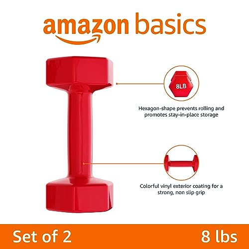 Amazon Basics Vinyl Coated Dumbbell Hand Weights - style: 8 Pounds, Pair