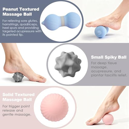 Silicone 3-Piece Massage Ball Set for Trigger Point Therapy - style: Peanut Silicone Massage Ball Set