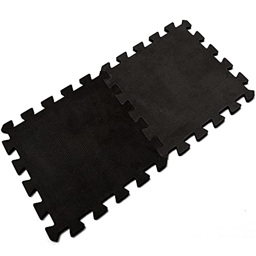 16 Tiles Interlocking Foam Mat Floor Tiles, 12" x 12" EVA Foam Puzzle Mat with Borders, 0.4" Thick Soft Protective Exercise Padding Mats for Fitness, Play, Gym, Black and Cream White
