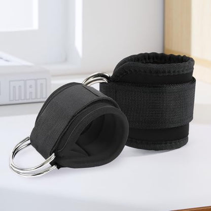 2 PCS Weightlifting Straps with D Ring,Adjustable Wrist Cuffs Gym,Padded Wrist Cuffs,for Cable Machines Strength Training Equipment,Black