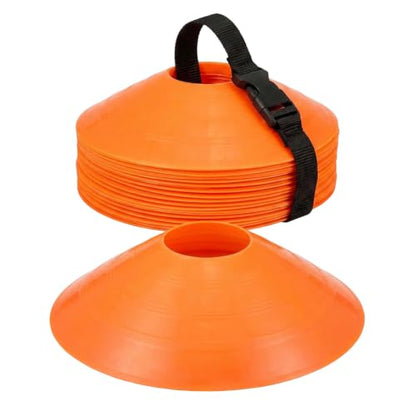 20Pcs Orange Soccer Disc Cones with Carry Strap Multi-Sport Training Cones Agility Soccer Football Markers for Sports Drills Practice Outdoor