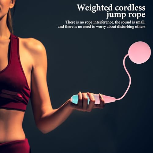 Cabilock Cordless Jump Rope with Weighted Balls, Ropeless Fitness Skip Rope for Women, Indoor Household Workout Equipment for Fat Burning and Strength Training