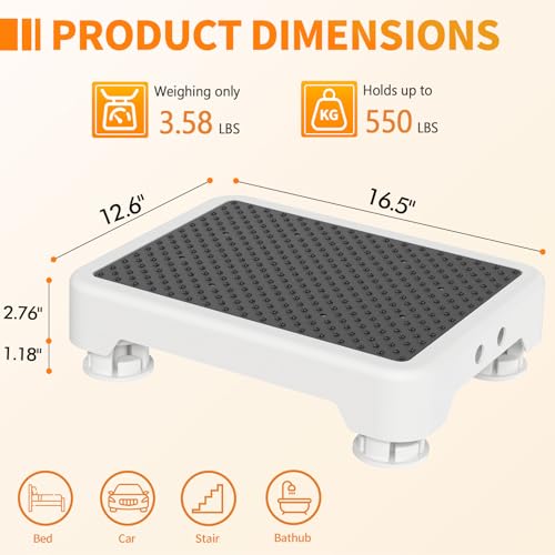 Ronlap Small Step Stools for Adults Car Step Stool for Elderly, White-Black - color: White-black