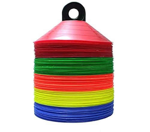 BlueDot Trading 30 Sport Disc Cones (30-Pack) High Visibility Cones for Soccer Football Field Marking Coaching Training and Sports Agility, Multi-Colored