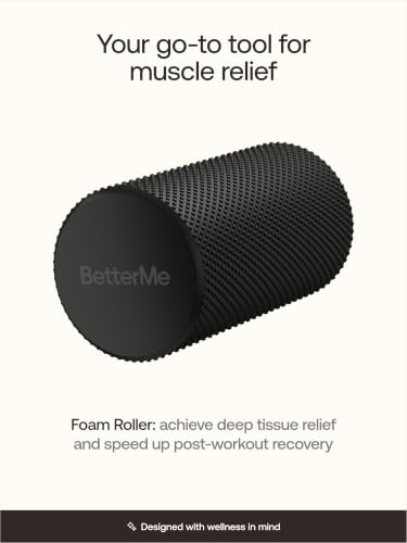 BetterMe Foam Roller for Muscle Recovery – High Density Exercise Roller for Back &Legs – Deep Tissue Massage Roller for Tension, Relief & Stretching (Black) - color: Black