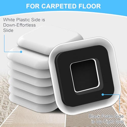Upgrade Furniture Sliders with Groove - Furniture Sliders for Carpets - size: 4.3in 8Pack