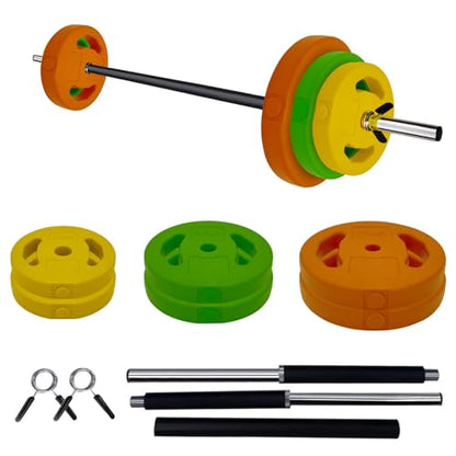 Hipicute Adjustable Barbell Set, 40LB, Black, PU, Padded Grip, 22LB Max Weight, Barbell, Black - color: Multi-color, size: 40LB