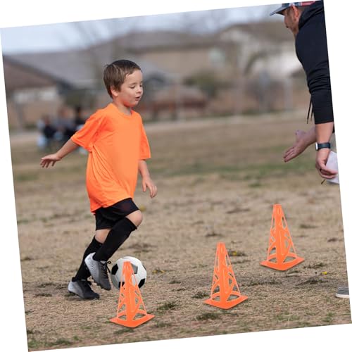 Slotted Marker Cones Neon Orange Football Obstacle Training Pylons Windproof Flat Design for Soccer Agility Drills Indoor Outdoor Use