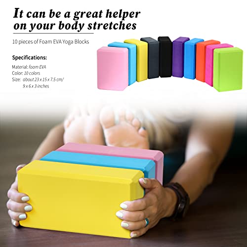 10 Pcs Foam EVA Yoga Blocks Lightweight Non Slip Supportive Yoga Bricks for Pilates Stretching and Meditation, Women Men Yogi Beginners - color: Mixed Colors