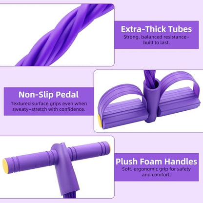 Pedal Resistance Band with Handles, Enhanced 6-Tube Foot Pedal Resistance Band, Multifunction Tension Rope for Full Body Workout, Manual Tension Training Pedal for Arms Legs Abs Waist Home Gym