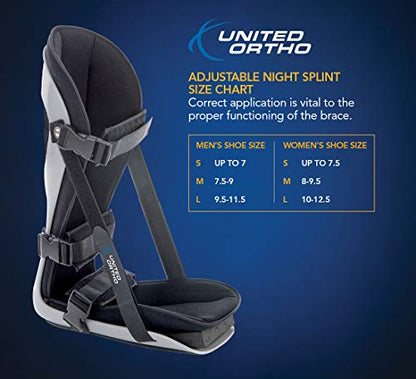 United Ortho USA12033 Plantar Fasciitis Adjustable Leg Support Brace Fits Right or Left Foot for Soreness Relief, Foot Pain and Stretching, Small, Black - size: Small