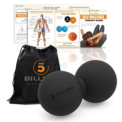 5BILLION Peanut Massage Ball - Double Lacrosse Massage Ball & Mobility Ball for Physical Therapy - Deep Tissue Massage Tool for Myofascial Release, Muscle Relaxer, Acupoint Massage (Black) - color: Black