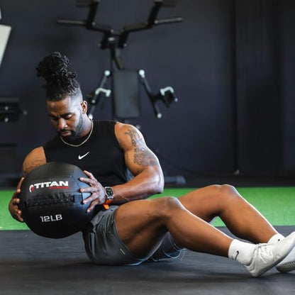 Titan Fitness Soft Shell Medicine Wall Ball, Cross-Texture Grip - size: 8 lb