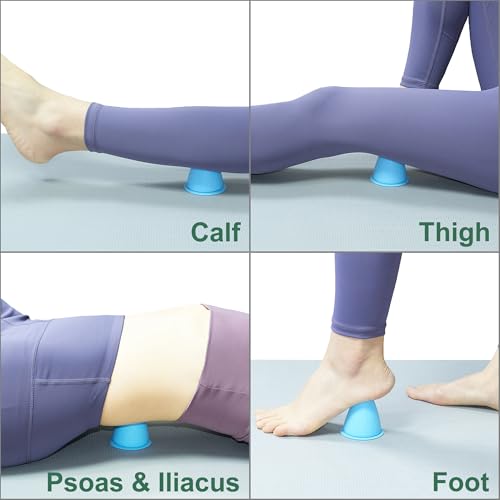 Trigger Point Massage Tool, Manual Massage Ball with Suction Cup for Muscle Knots Soreness Deep Tissue Myofascial Release Hip Flexor Iliacus Psoas Neck Shoulder Back Thigh Foot. (Blue)