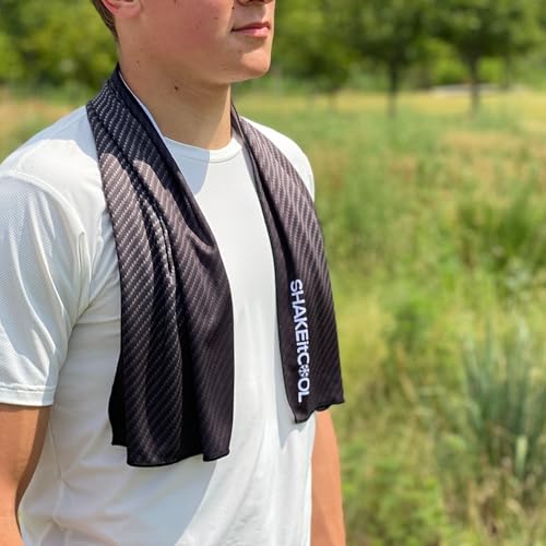 Extended Size Cooling Towel – Be Cool in Style - Heat Relief, Soft, Lightweight, Sun Protection, Easy Clean - Perfect for Biking, Hiking, Running, Yoga, Golf, Gardening - Carbon Fiber M - color: Carbon Fiber