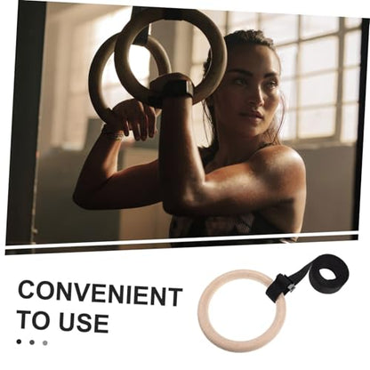 Wooden Gymnastic Rings with Adjustable Straps Bodyweight Workout Rings for and Reliable Exercise Equipment for Strength and Flexibility