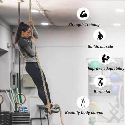Gym Climbing Rope for Strength Training & Fitness Workout - 10ft Exercise Rope for Climbing Training Home Gym
