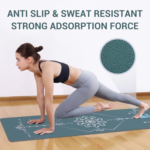 Avoalre Yoga Mat Foldable - Textured Non Slip Exercise Mat -Travel Lightweight Hot Yoga Mat with Carry Bag for Pilates & Home Workouts (72" L x 32" W x 3mm Thick) - color: Green
