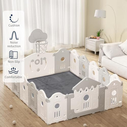ACOMOPACK Baby Play Mat for Floor 1.3" Thick Memory Foam Play Mat 79"×157" Tummy Time Crawling with Non-slip Bottom for Living Room,Nursery,Soft Velvet Playpen Mats for Kids,Infants（Dark Grey）