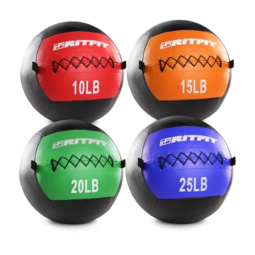 RitFit Soft Medicine Ball/Wall Ball for Strength and Conditioning Workouts, Core Training