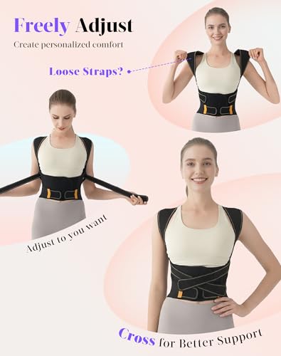 Posture Corrector for Women and Men, 5 Full Back Support Brace Rods, FSA&HSA Eligible, Adjustable Shoulder Straightener, Improving Hunchback Posture, Upper and Lower Back, Neck Pain Relief, Large