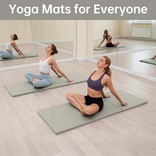 Foldable Yoga Mat, 2 Inches Extra Thick Non-Slip Design Fitness Mats,Better cushioning and shock-absorbing Multi-Purpose Exercise Pilates Mat for Home Studio-72 x 24 x 2"