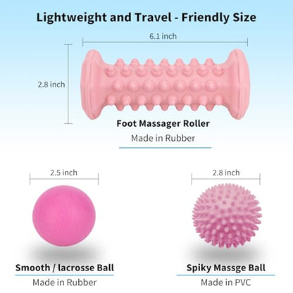 Pink Foot Massager Roller Set for Plantar Fasciitis, Arch&Heel Pain Relief - color: Pink Combination