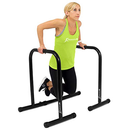 ProsourceFit Dip Stand Station, Heavy Duty Ultimate Body Press Bar with Safety Connector for Tricep Dips - color: Black, style: Lite