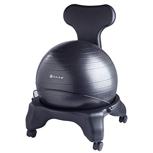 Gaiam Classic Balance Ball Chair, Stability Seat (Black) - color: Black, style: Classic