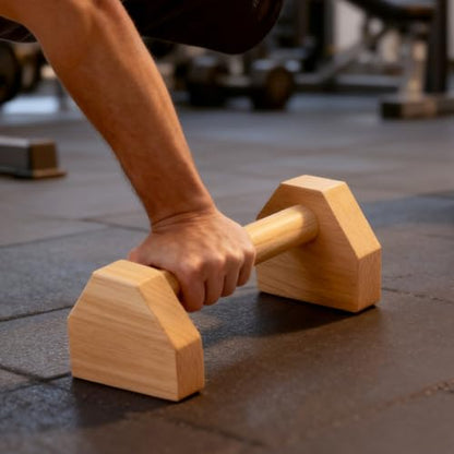 4 PCS Wood Push Up Stands, 2 Pairs Non Slip Base Wooden Parallettes, Push up Handles Exercise Equipment for Fitness, Calisthenics, 10 x 5 x 3.7 inch
