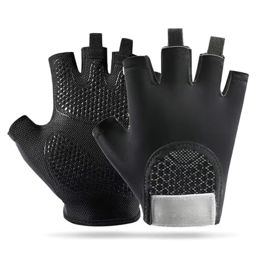 Workout Gloves for Men and Women Weight Lifting Gloves Gym Fitness Exercise Cycling Pull ups Microfiber Lightweight Breathable Non-Slip Silicone Padded Palm Grip Protection - color: Black, size: Medium