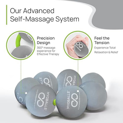 PRIMEKINETIX MyoBalls Massage Therapy Balls - 360° Relief for Plantar Fasciitis, Shin Splints, Tight Calves & IT Band - Deep Tissue Trigger Point Tool for Athletes & Active Lifestyles - 7 Ball Set