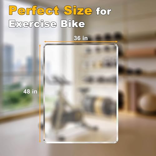 Exercise Bike Mat for Hardwood Floor Protector 36"x48" Clear Waterproof Bike Trainer Mats with Non-Slip Pads for Carpet Durable Thick Indoor Cycling Mat for Home Gym or Workouts